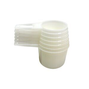 Vintage Tupperware Measuring Cup Set of 6 Clear Sheer/White Nesting 1/4-1 Cup